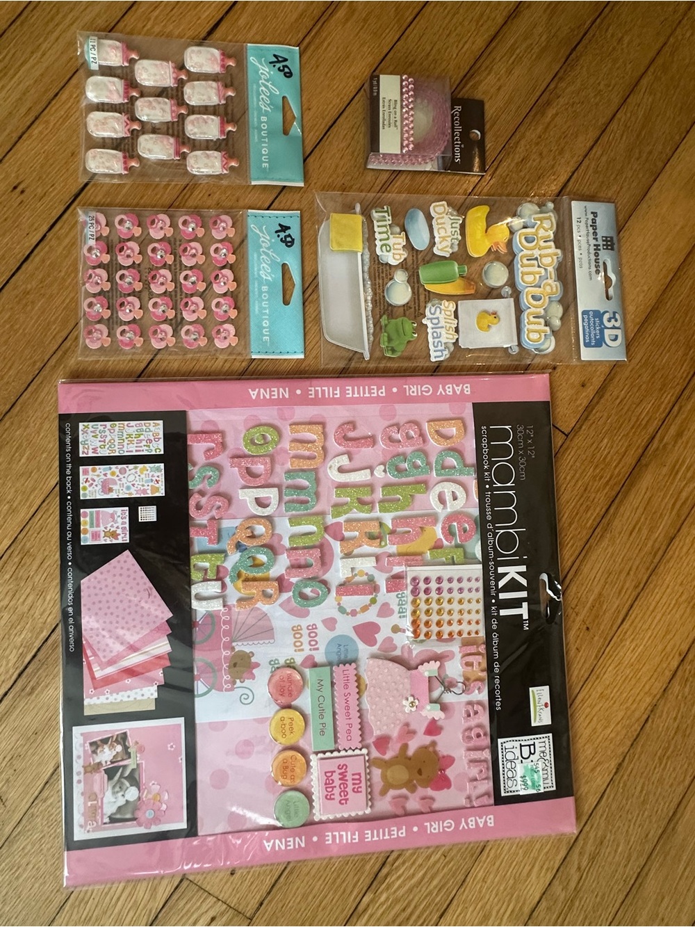 Mambi Baby Girl Scrapbook Kit – Pink, Green, Yellow, Orange, White